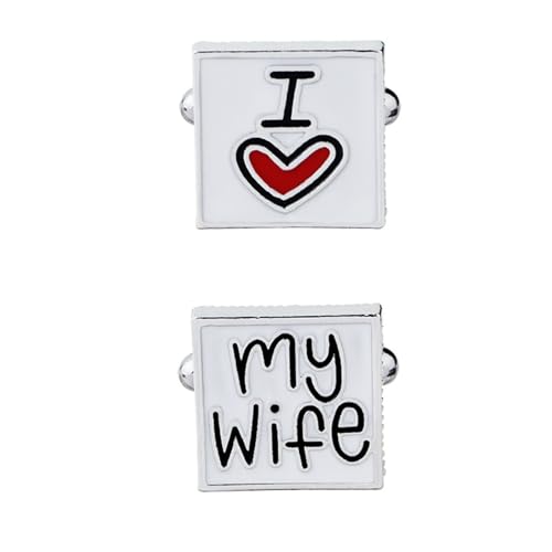 Beydodo Manschettenknöpfe Herren Hemd, Personalisierte Manschettenknöpfe I Love My Wife Silber Cufflinks Shirts Men mit Manschettenknöpfe Box von Beydodo
