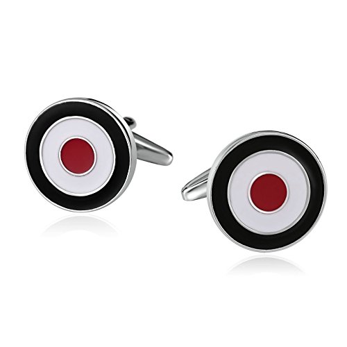 Beydodo Manschettenknopf Cuff LinkRund Glatt Schwarz Weiß Rot Herren Manschettenknöpfe Hochzeit Edelstahl (Cufflinks) von Beydodo