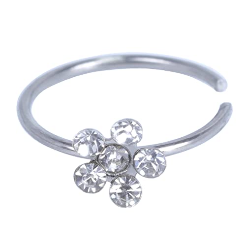 Beydodo Nasenring Piercing, Nasenpiercing Chirurgenstahl 10MM C Form Blume mit Weiß Zirkonia, Piercing Ring Nase Damen Beydodo Nasenring Piercing, Nasenpiercing Chirurgenstahl 10MM C Form Blume mit Weiß Zirkonia, Piercing Ring Nase Damen von Beydodo