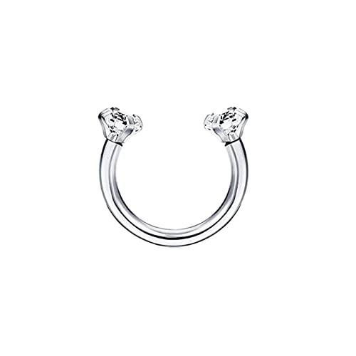 Beydodo Nasenring Piercing, Nasenpiercing Chirurgenstahl 8MM Hufeisen mit Zirkonia, Piercing Ring Nase Damen von Beydodo