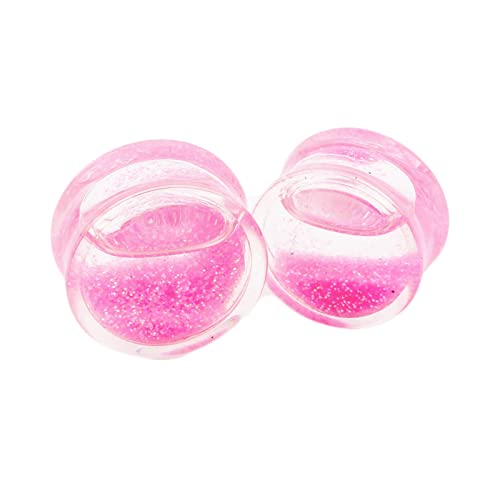 Beydodo Ohr Plug 10MM, Tunnel Edelstahl Rund mit Rosa Flüssigkeit Piercing Tunnel Ohr Expander 2PCS von Beydodo