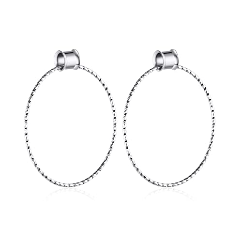 Beydodo Ohr Plug Edelstahl, 16MM Tunnel Creolen Silber mit Anhänger Hoop Piercing Tunnel Ohr Expander 2PCS von Beydodo