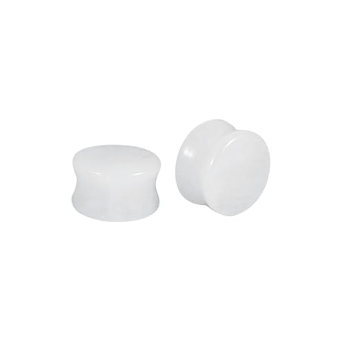 Beydodo Ohr Plug Tunnel 8MM, Piercing Tunnel Set Weiß Stein Ohr Expander Ohrringe Plugs Damen Herren von Beydodo
