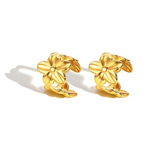 Beydodo Ohrclips ohne Ohrlöcher, Ohrklemme Damen Blumen Ear Cuff Ohrringe Gold Edelstahl Vergoldet Nickelfrei von Beydodo