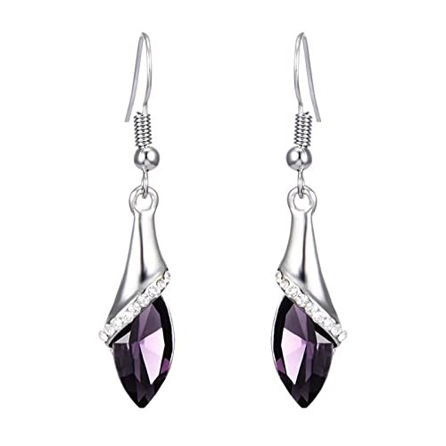 Beydodo Ohrhänger Damen Metalllegierung, Ohrringe Hängend Tropfen mit Violett Zirkonia Silber Ohrringe Nickelfrei für Mächden von Beydodo