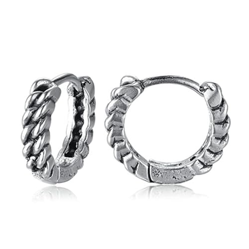 Beydodo Ohrringe Creolen Edelstahl Jungen, Creolen 13MM Hoop Geometrie Altsilber Ohrringe Nickelfrei Modeschmuck von Beydodo
