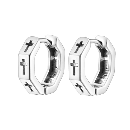Beydodo Ohrringe Creolen Edelstahl Jungen, Creolen Hoop mit Kreuz Silber Ohrringe Nickelfrei Modeschmuck Beydodo Ohrringe Creolen Edelstahl Jungen, Creolen Hoop mit Kreuz Silber Ohrringe Nickelfrei Modeschmuck von Beydodo