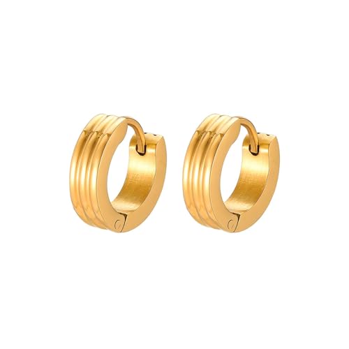 Beydodo Ohrringe Creolen Edelstahl Vergoldet Jungen, Creolen Hoop Gold Ohrringe Nickelfrei Modeschmuck von Beydodo