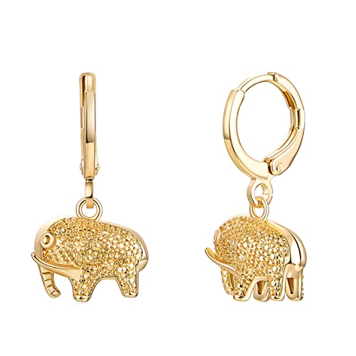 Beydodo Ohrringe Creolen Vergoldet Mädchen, Creolen Hängend Elefant Gold Ohrringe Nickelfrei Modeschmuck von Beydodo