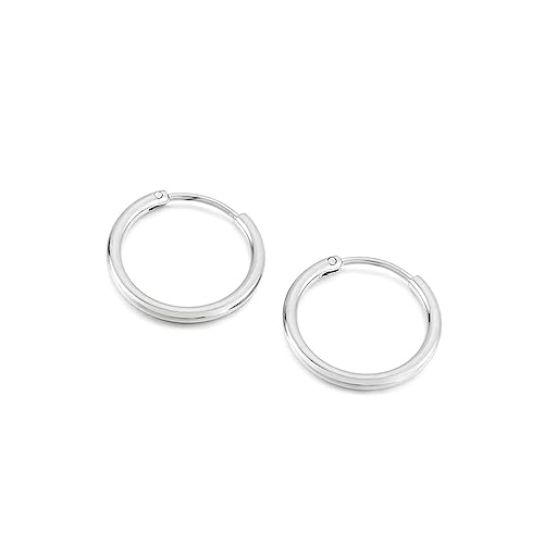 Beydodo Ohrringe Damen Edelstahl, Creolen Hoop 12MM Ohrringe Silber Nickelfrei Modeschmuck von Beydodo