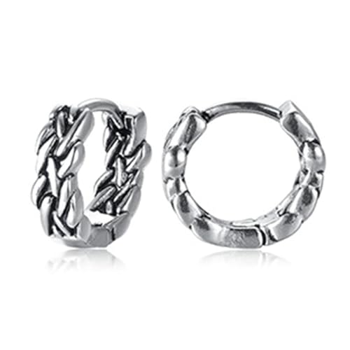Beydodo Ohrringe Edelstahl Herren, Creolen 12.5MM Hoop Geometrie Altsilber Ohrringe Creolen Nickelfrei Modeschmuck von Beydodo