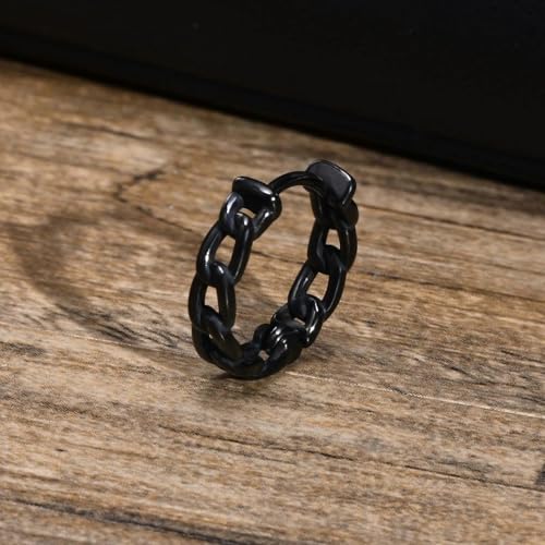 Beydodo Ohrringe Edelstahl Herren, Creolen Kette Hoop Ohrringe Creolen Schwarz Nickelfrei von Beydodo
