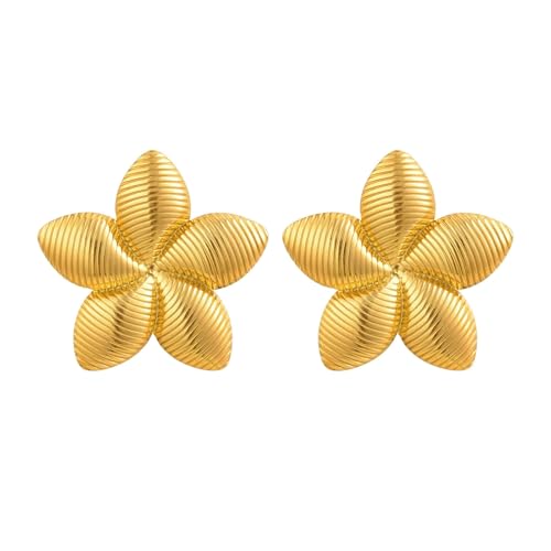 Beydodo Ohrringe Edelstahl Vergoldet, Damen Ohrringe Blume Groß Gold Ohrstecker Nickelfrei Modeschmuck von Beydodo