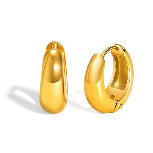 Beydodo Ohrringe Edelstahl Vergoldet Damen, Creolen 16MM U Form Ohrringe Creolen Gold Nickelfrei von Beydodo