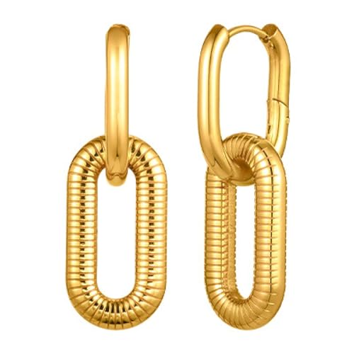 Beydodo Ohrringe Edelstahl Vergoldet Damen, Creolen Anhänger Oval Ohrringe Creolen Gold Nickelfrei Beydodo Ohrringe Edelstahl Vergoldet Damen, Creolen Anhänger Oval Ohrringe Creolen Gold Nickelfrei von Beydodo