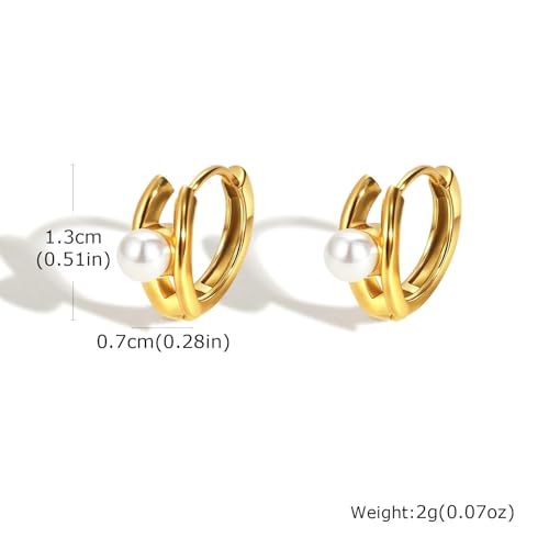 Beydodo Ohrringe Edelstahl Vergoldet Damen, Creolen mit Perle Gold Ohrringe Creolen Nickelfrei Modeschmuck von Beydodo