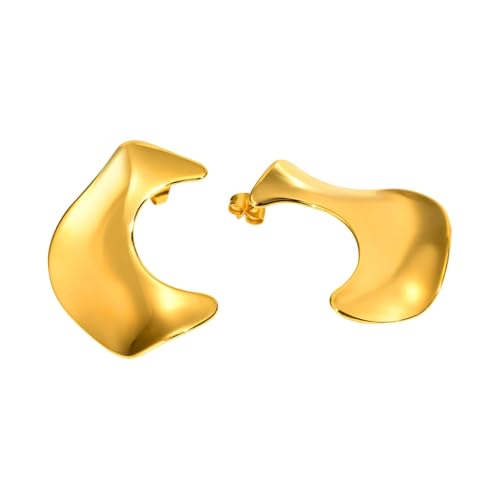 Beydodo Ohrringe Edelstahl Vergoldet Damen, Ohrringe Stecker Glatt Geometrie Gold Ohrringe Nickelfrei für Mächden von Beydodo