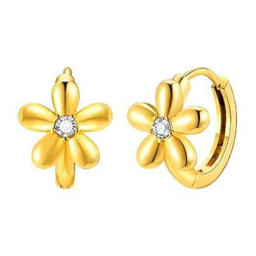 Beydodo Ohrringe Edelstahl Vergoldet Mädchen, Creolen Blume mit Zirkonia Ohrringe Nickelfrei Damen Gold von Beydodo