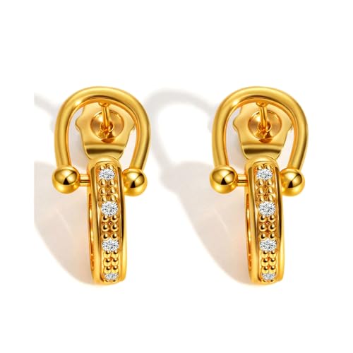 Beydodo Ohrringe Edelstahl Vergoldet Mädchen, Ohrstecker Hufeisen mit Zirkonia Ohrringe Nickelfrei Damen Gold von Beydodo