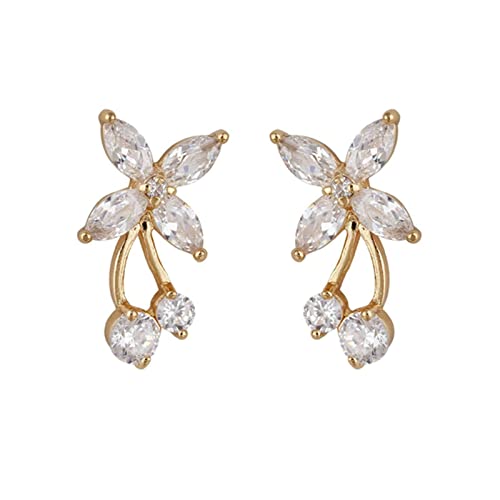 Beydodo Ohrringe Gold 585 Echtgold, Ohrstecker Damen Blume mit Moissanit Hochzeit Ohrringe Frauen Nickelfrei von Beydodo