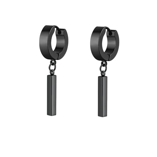 Beydodo Ohrringe Hängend Edelstahl, Ohrhänger Jungen Zylinder Schwarz Ohrringe Nickelfrei Modeschmuck von Beydodo