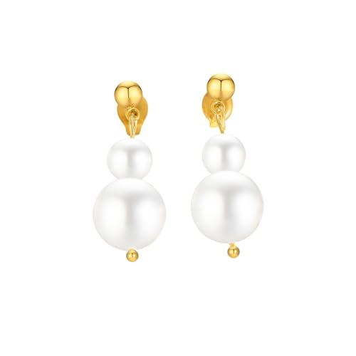 Beydodo Ohrringe Hängend Edelstahl Vergoldet, Ohrhänger Mädchen mit Perlen Gold Ohrringe Nickelfrei Modeschmuck von Beydodo