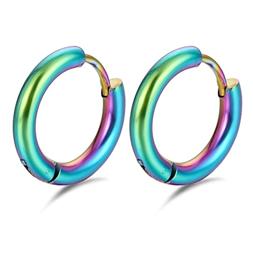 Beydodo Ohrringe Herren Damen Edelstahl, Creolen 18MM Rund Ohrringe Multicolor Nickelfrei Modeschmuck von Beydodo