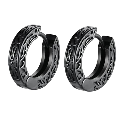Beydodo Ohrringe Herren Edelstahl, Creolen Hoop mit Filigran Ohrringe Schwarz Nickelfrei Modeschmuck von Beydodo