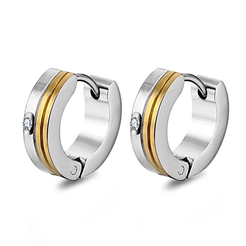 Beydodo Ohrringe Mädchen Jugend Edelstahl, Creolen Bicolor 9MM mit Zirkonia Ohrringe Creolen Herren Damen Silber Gold Nickelfrei von Beydodo