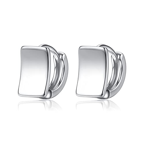 Beydodo Ohrringe Nickelfrei Modeschmuck, Ohrringe Creole Vergoldet Damen Poliert Quadrat Hoop Ohrringe Silber Hochzeit für Mädchen von Beydodo