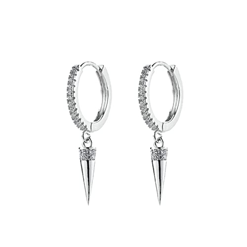 Beydodo Ohrringe Silber 925, Creolen Damen mit Anhänger Kegel mit Zirkonia Silber Ohrringe Nickelfrei Modeschmuck von Beydodo