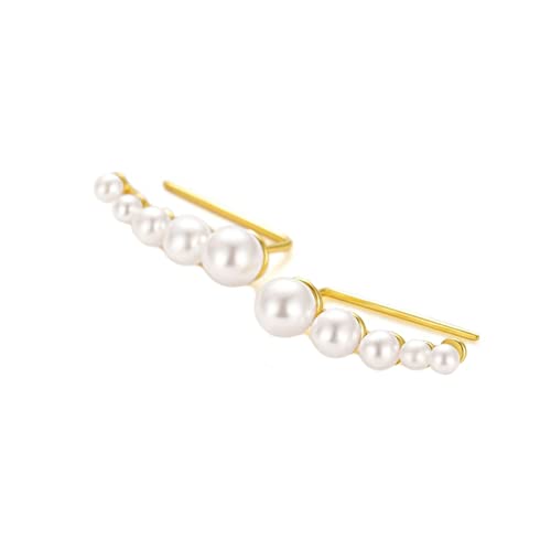 Beydodo Ohrringe Silber 925, Ohrringe Mädchen mit Perlen Ear Cuff Nickelfrei Damen Gold von Beydodo