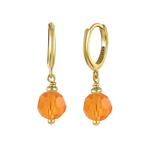 Beydodo Ohrringe Silber 925 Damen, Creolen Hängend mit Orange Stein Ohrringe Nickelfrei für Mächden von Beydodo