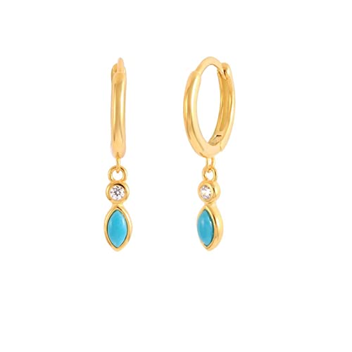 Beydodo Ohrringe Silber 925 Mädchen, Creolen Hängend mit Türkis Ohrringe Nickelfrei Damen Gold von Beydodo