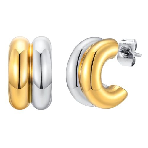 Beydodo Ohrstecker Edelstahl Damen, Ohrstecker C Form Ohrringe Silber Gold Nickelfrei Modeschmuck von Beydodo