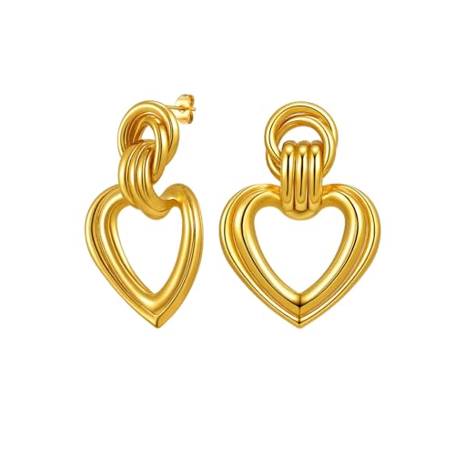 Beydodo Ohrstecker Edelstahl Vergoldet Damen, Ohrstecker Herz Ohrringe Gold Nickelfrei Modeschmuck von Beydodo