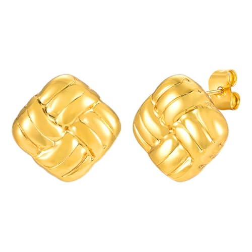 Beydodo Ohrstecker Edelstahl Vergoldet Mädchen, Ohrringe Stecker 15MM Geometrie Gold Ohrringe Nickelfrei in Bijouterie von Beydodo