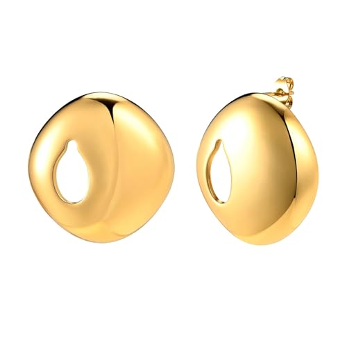 Beydodo Ohrstecker Edelstahl Vergoldet Mädchen, Ohrringe Stecker Groß Geometrie Gold Ohrringe Nickelfrei in Bijouterie von Beydodo