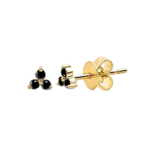 Beydodo Ohrstecker Silber 925 Eckig, Ohrringe Kleeblatt mit Schwarz Zirkonia Damen Ohrringe Gold Nickelfrei Modeschmuck von Beydodo