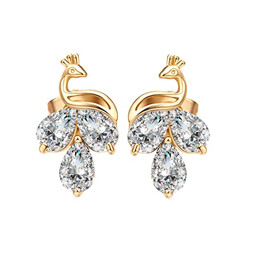 Beydodo Ohrstecker Vergoldet Damen, Ohrstecker Phönix mit Weiß Zirkonia Ohrringe Gold Nickelfrei Modeschmuck von Beydodo