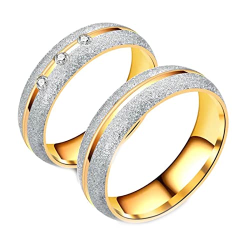Beydodo Paar Ringe, Trauringe Edelstahl 6MM mit Zirkonia Matt Bandringe Verlobungsringe Partnerringe für Sie und Ihn Damen Gr.60 (19.1) + Herren Gr.62 (19.7) von Beydodo