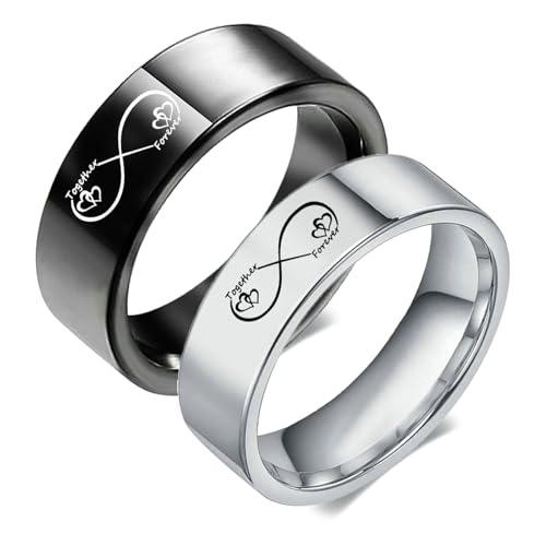 Beydodo Paarringe für Sie und Ihn Set mit Gravur, Hochzeit Ringe Edelstahl Liebe Unendlichkeit Together Forever Paarbänder 6MM Eheringe Nickelfrei Damen Gr.67 (21.3) + Herren Gr.67 (21.3) von Beydodo