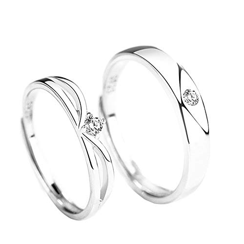 Beydodo Partner Ringe 925 Silber, Männer Frauen Ringe Set Verstellbar Krone mit Zirkonia Poliert Paar Ringe Verlobung in Paare 2 von Beydodo