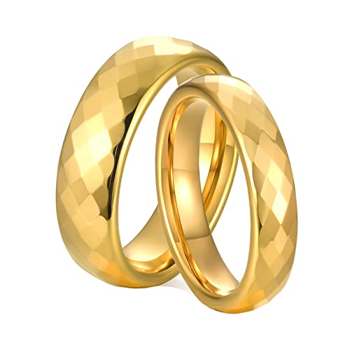 Beydodo Partnerringe Wolframcarbid, Verlobungsring Ringe Set,Gold Ring 4MM 6MM Hochglanzpoliert Damen Gr.52 (16.6) + Herren Gr.65 (20.7) von Beydodo