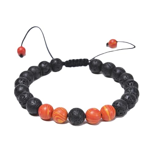 Beydodo Perlenarmbänder Herren, Chakra Armband Verstellbar 8MM Lavagestein Schwarz mit Orange Malachit Charm Armbänder für Männer Beydodo Perlenarmbänder Herren, Chakra Armband Verstellbar 8MM Lavagestein Schwarz mit Orange Malachit Charm Armbänder für Männer von Beydodo