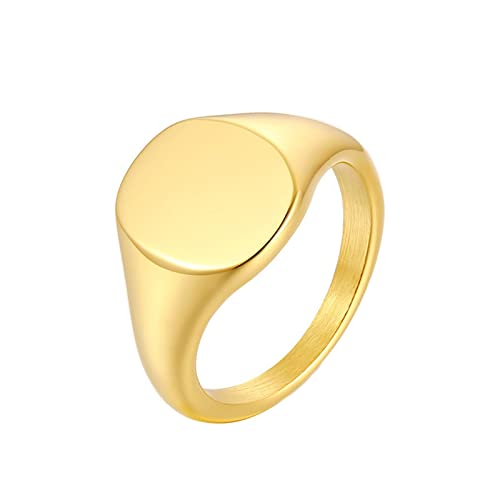 Beydodo Ring Edelstahl Gravur Damen, Ring Personalisiert Siegelring Poliert 12MM Freundschaftsring Gold Ring Frauen Größe 60 (19.1 von Beydodo