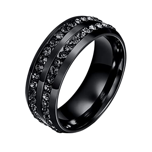 Beydodo Ring Edelstahl Gravur Herren, Ring Personalisiert 8MM mit Stein Bandring Freundschaftsring Schwarz Ring Männer Größe 55 (17.5) von Beydodo