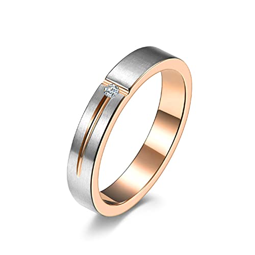 Beydodo Ring Edelstahl Rosegold, Herren Ring 4MM mit Stein Matt Bandring Freundschaftsring Männer Ringe Gr.47 (15.0) von Beydodo