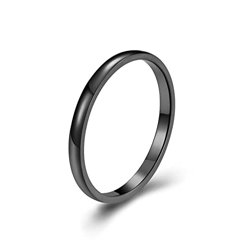 Beydodo Ring Edelstahl Schwarz, Herren Ring Dünn 2MM Bandring Freundschaftsring Männer Ringe Gr.60 (19.1) von Beydodo