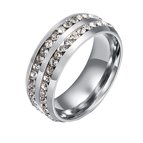 Beydodo Ring Edelstahl Silber, Herren Ring 8MM mit Stein Bandring Freundschaftsring Männer Ringe Größe 73 (23.2) von Beydodo